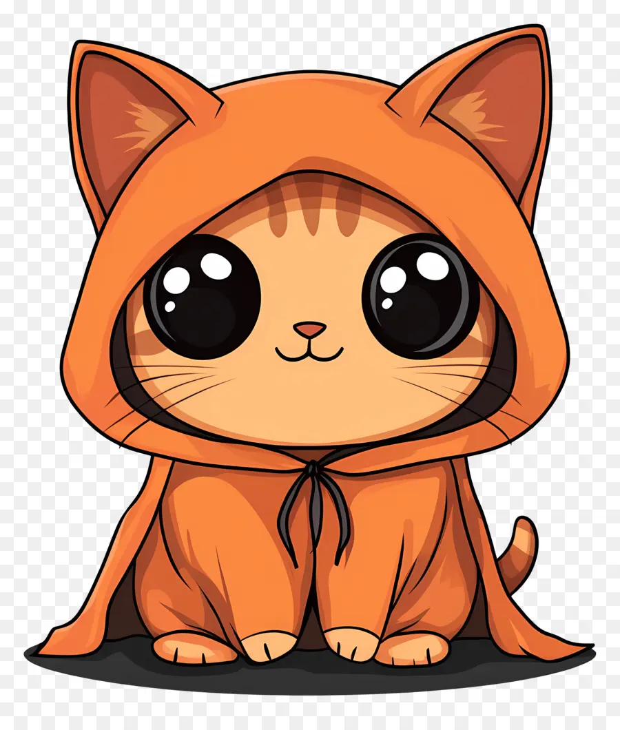 Gato Halloween，Gato Laranja Com Capa PNG