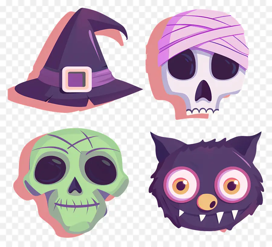 Personagens De Halloween，Máscaras De Halloween PNG