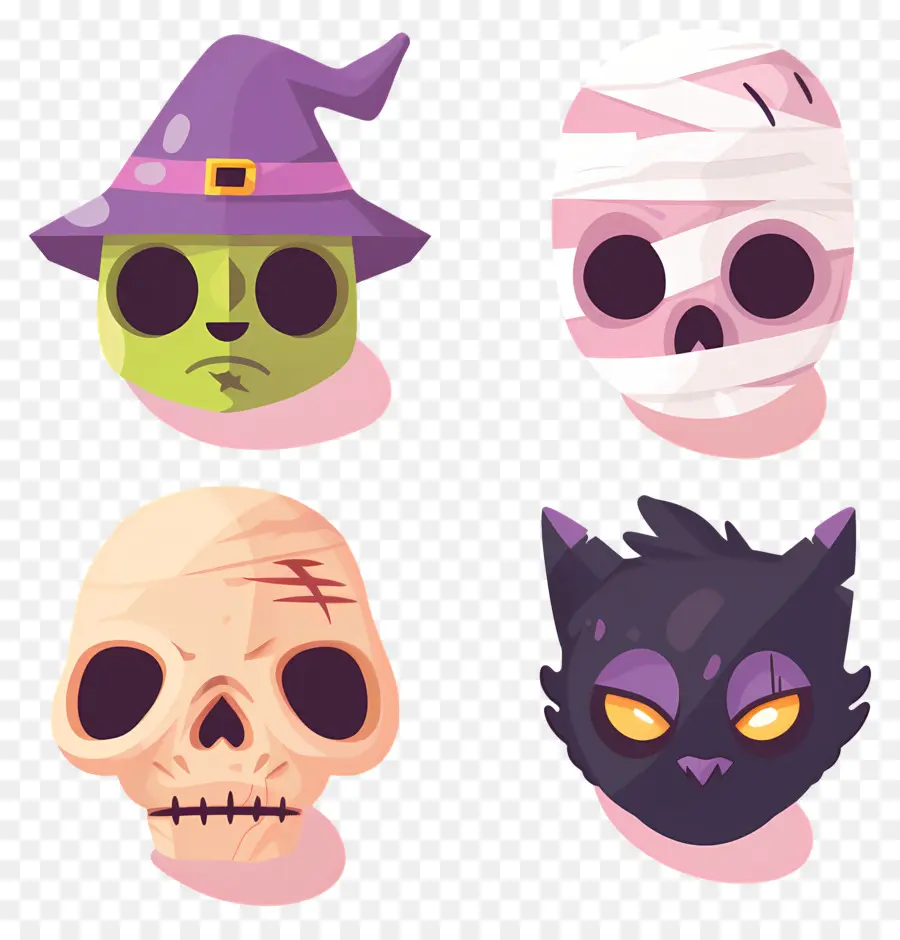 Personagens De Halloween，Máscaras De Halloween PNG