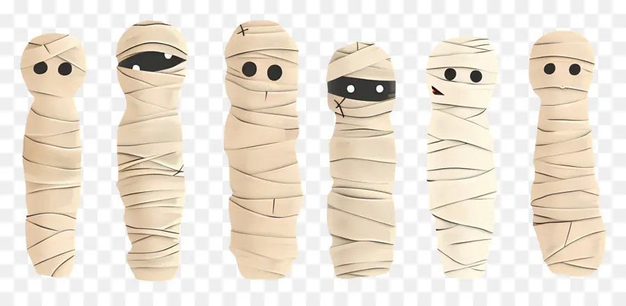 Fronteira De Halloween，Figuras De Múmia PNG