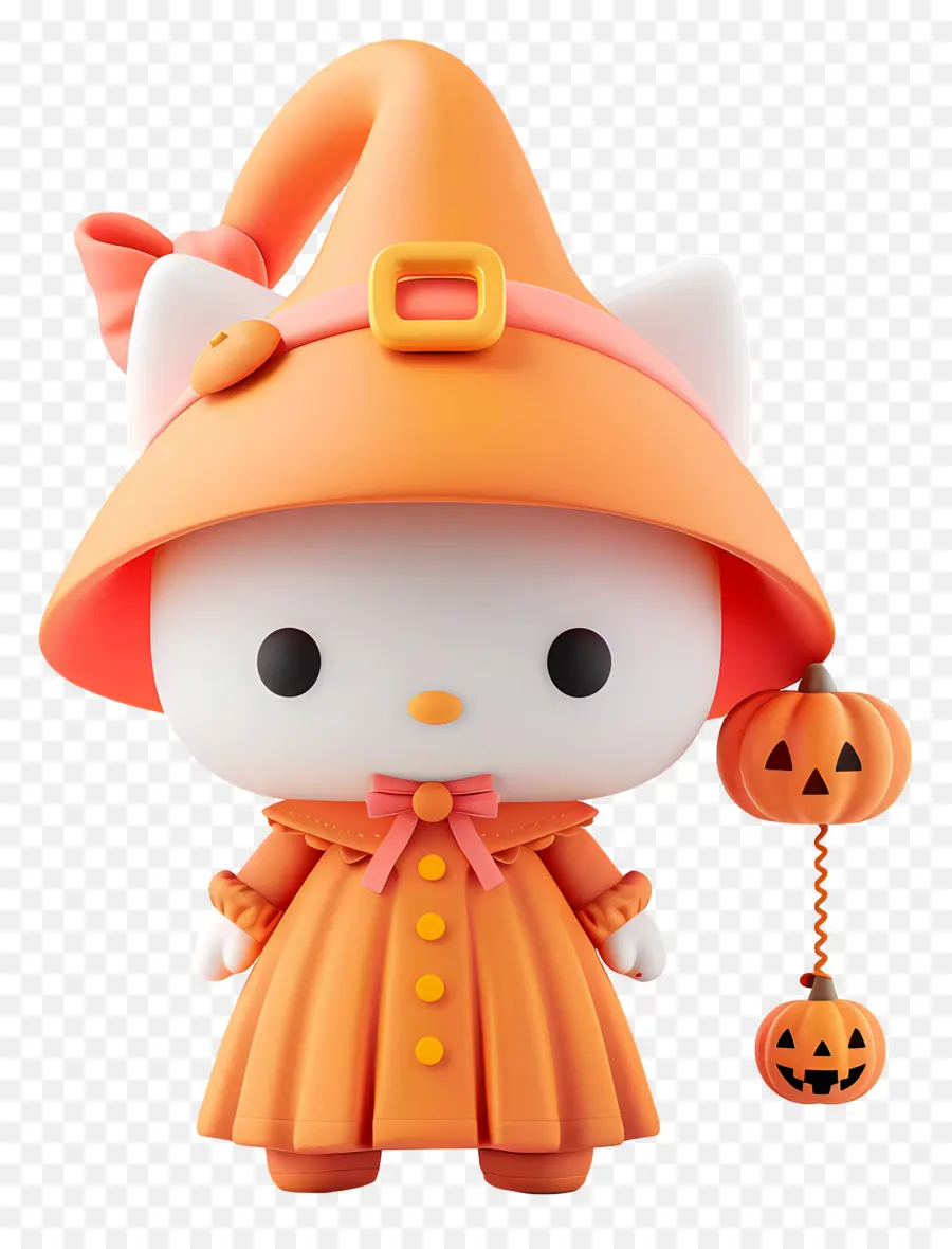 Olá Kitty Halloween，Gato Fofo Fantasiado De Bruxa PNG