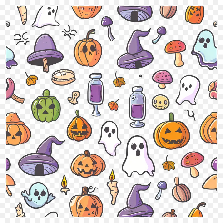 Fundo De Halloween，Doodles De Halloween PNG