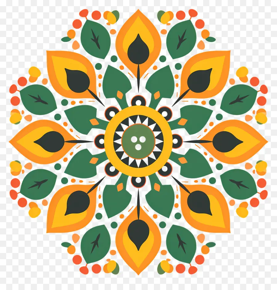 Pookalam，Mandala Colorida PNG