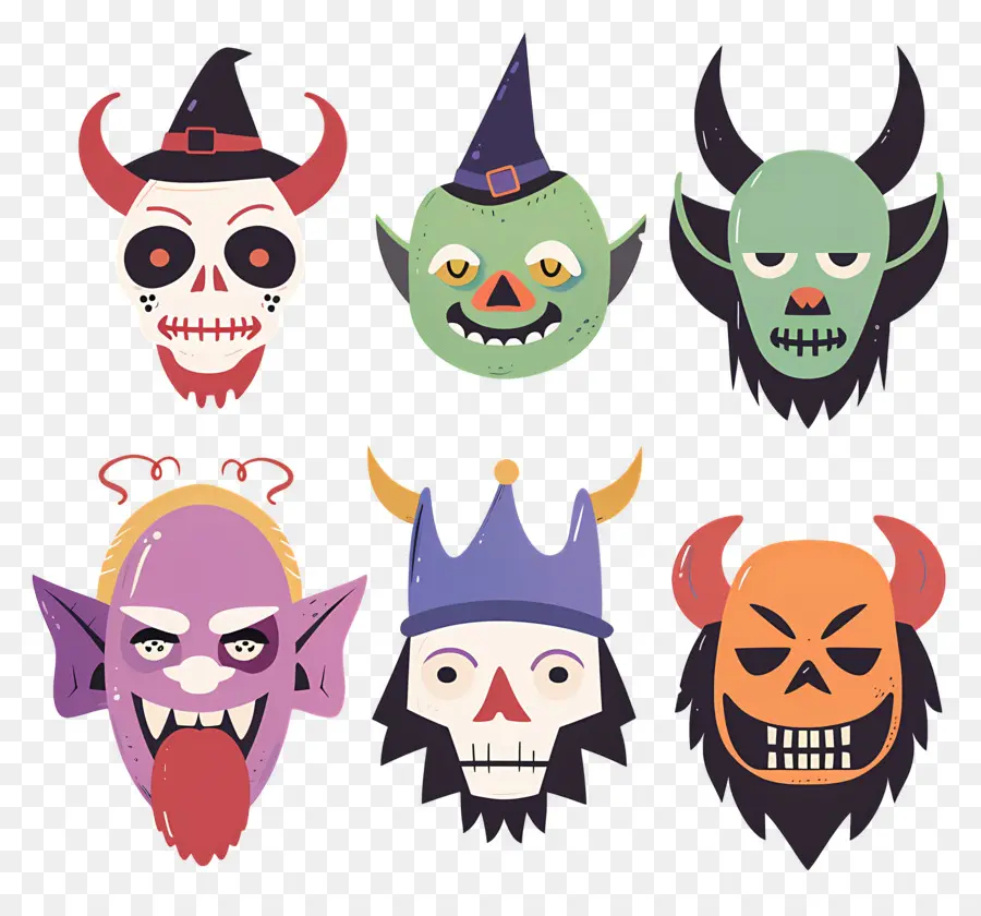 Personagens De Halloween，Máscaras De Caveira PNG