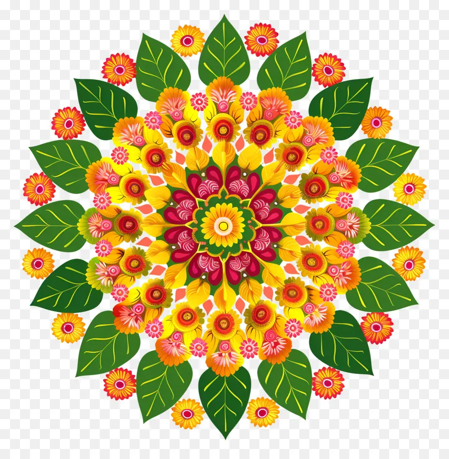 Pookalam，Flores Coloridas PNG