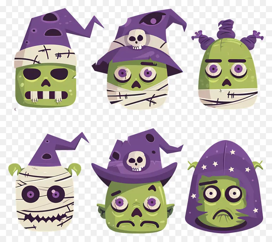 Personagens De Halloween，Caras De Zumbi PNG