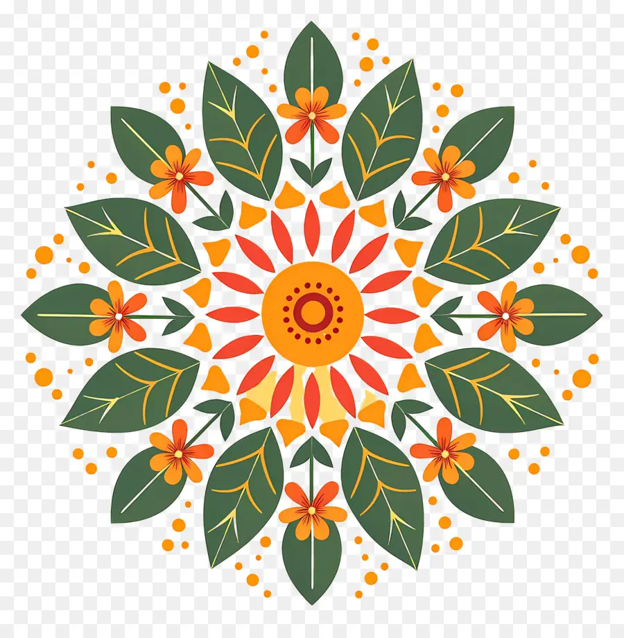 Pookalam，Mandala Floral PNG