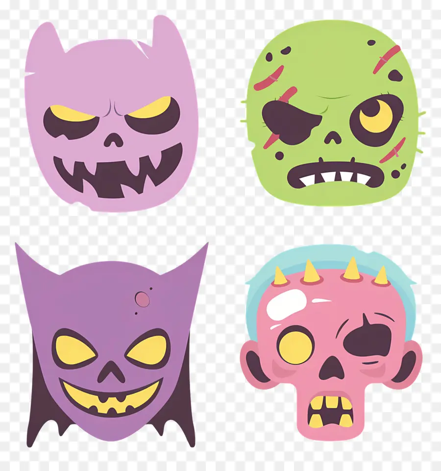 Personagens De Halloween，Caras De Monstro PNG