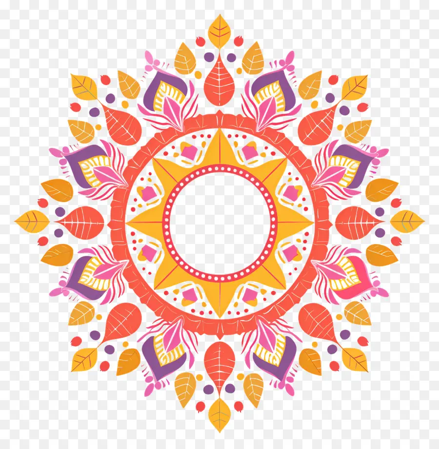 Pookalam，Mandala Colorida PNG