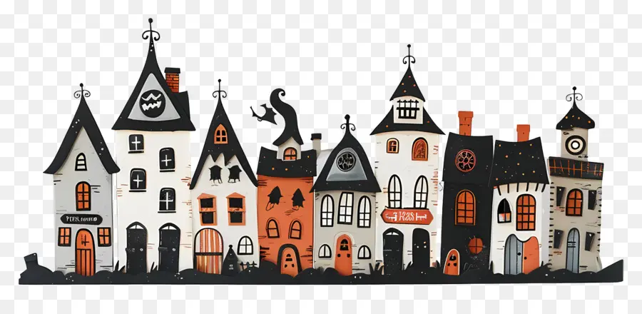 Fronteira De Halloween，Casas De Halloween PNG