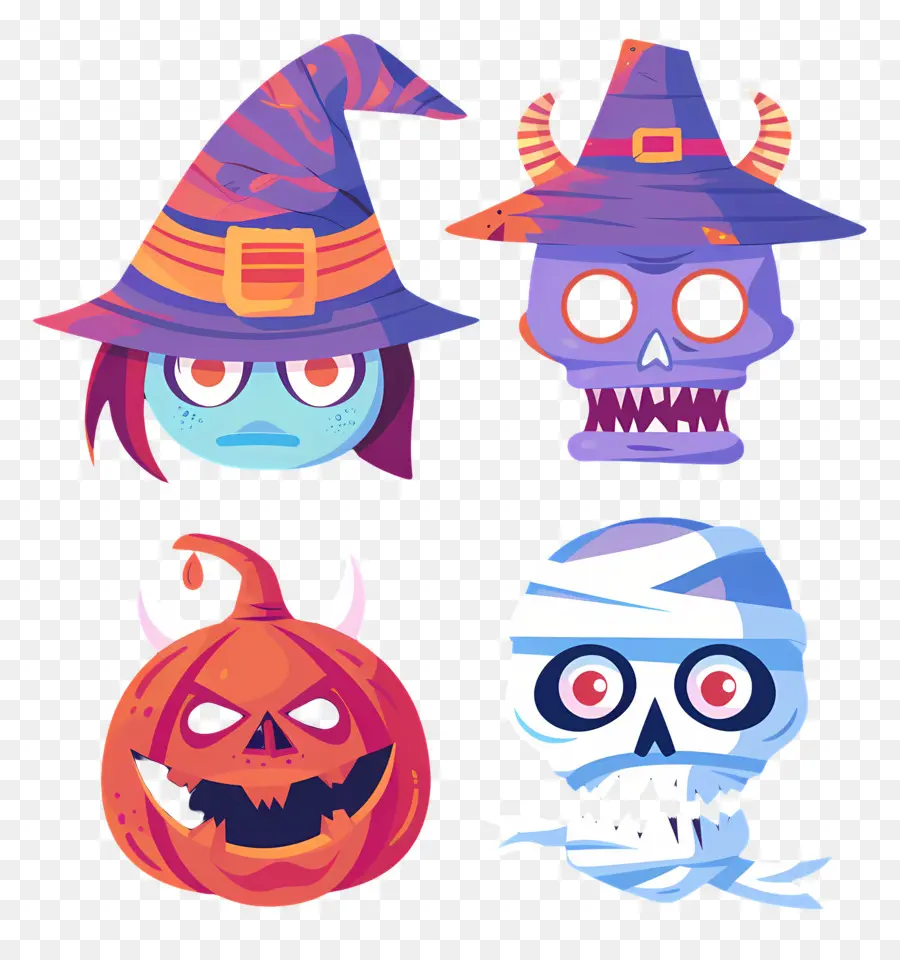 Personagens De Halloween，Máscaras De Halloween PNG