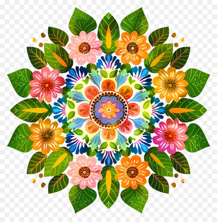 Pookalam，Flores Coloridas PNG