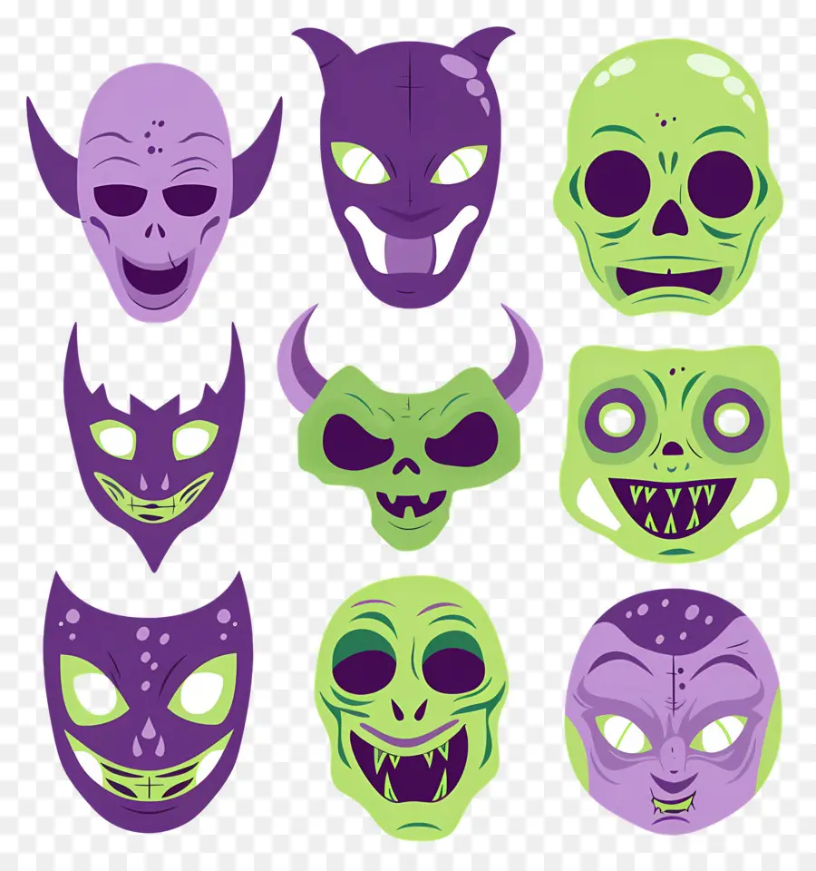 Personagens De Halloween，Máscaras De Caveira PNG