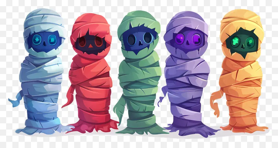 Fronteira De Halloween，Múmias Coloridas PNG