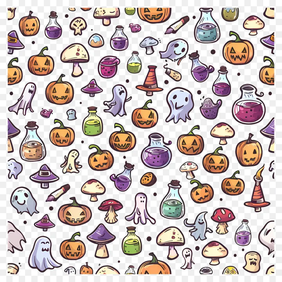 Fundo De Halloween，Doodles De Halloween PNG