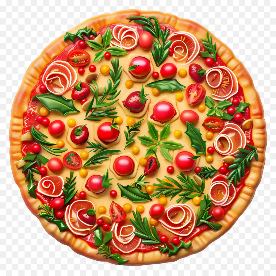 Pizza Com Vista Superior，Pizza Vegetal PNG