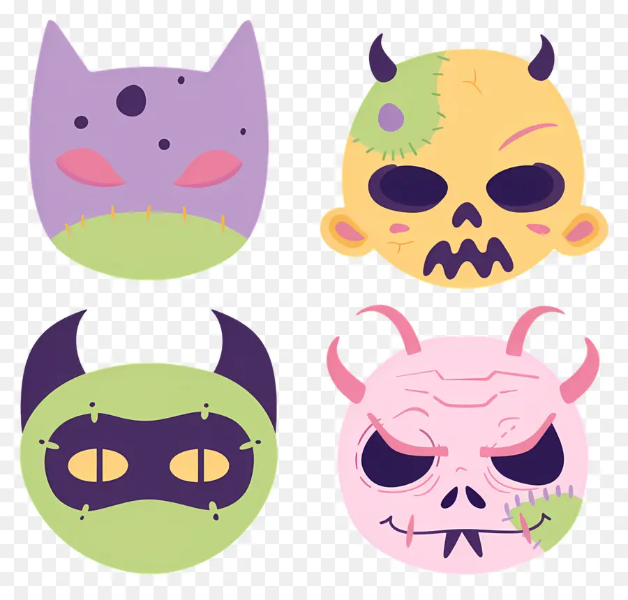 Personagens De Halloween，Máscaras De Monstro PNG