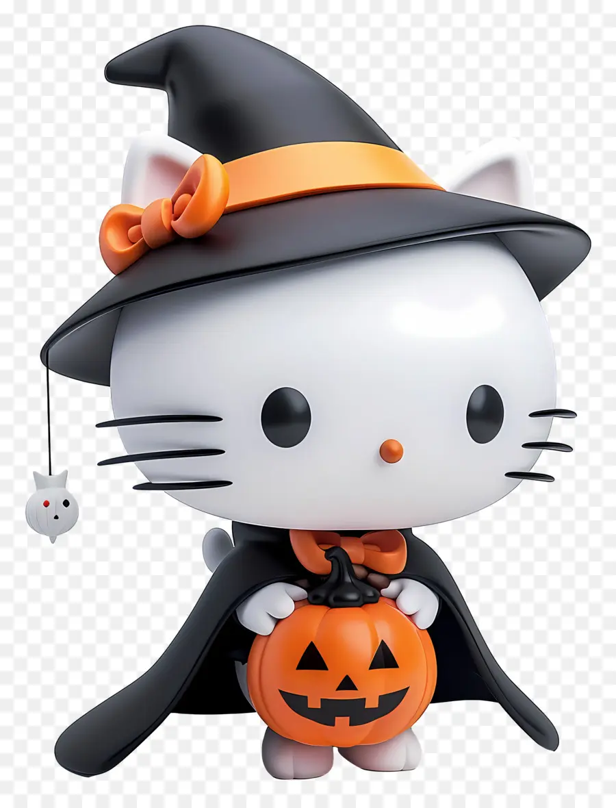 Olá Kitty Halloween，Gato Branco PNG