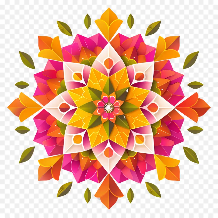 Pookalam，Mandala Colorida PNG