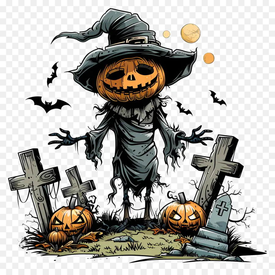 Espantalho De Halloween，Espantalho De Abóbora PNG