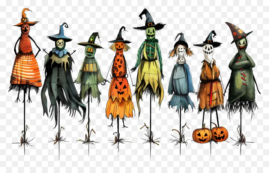 Fronteira De Halloween，Espantalhos De Halloween PNG