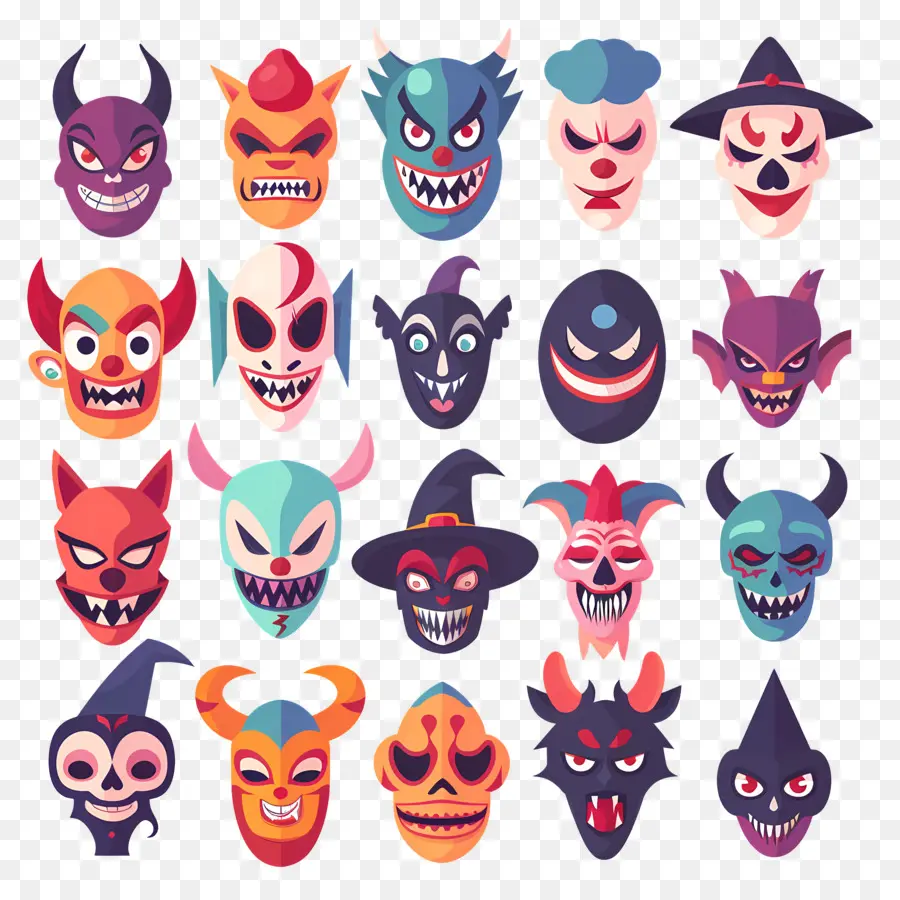 Personagens De Halloween，Máscaras De Caveira PNG