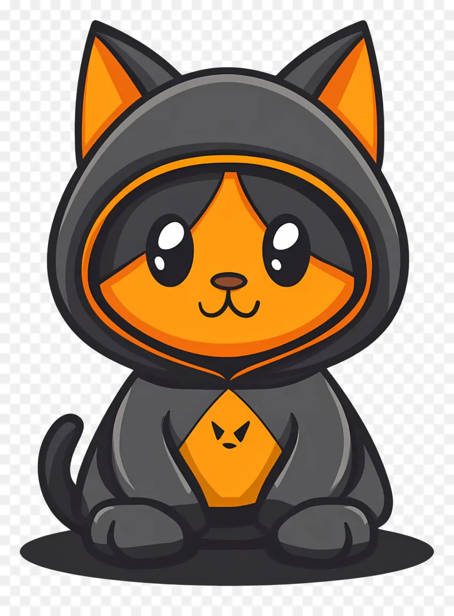 Gato Halloween，Gato Laranja Com Capuz PNG