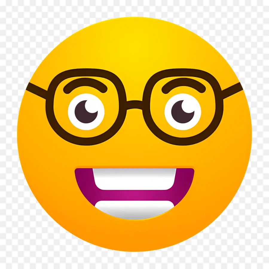 Emoji Nerd，Rosto Amarelo Com óculos PNG