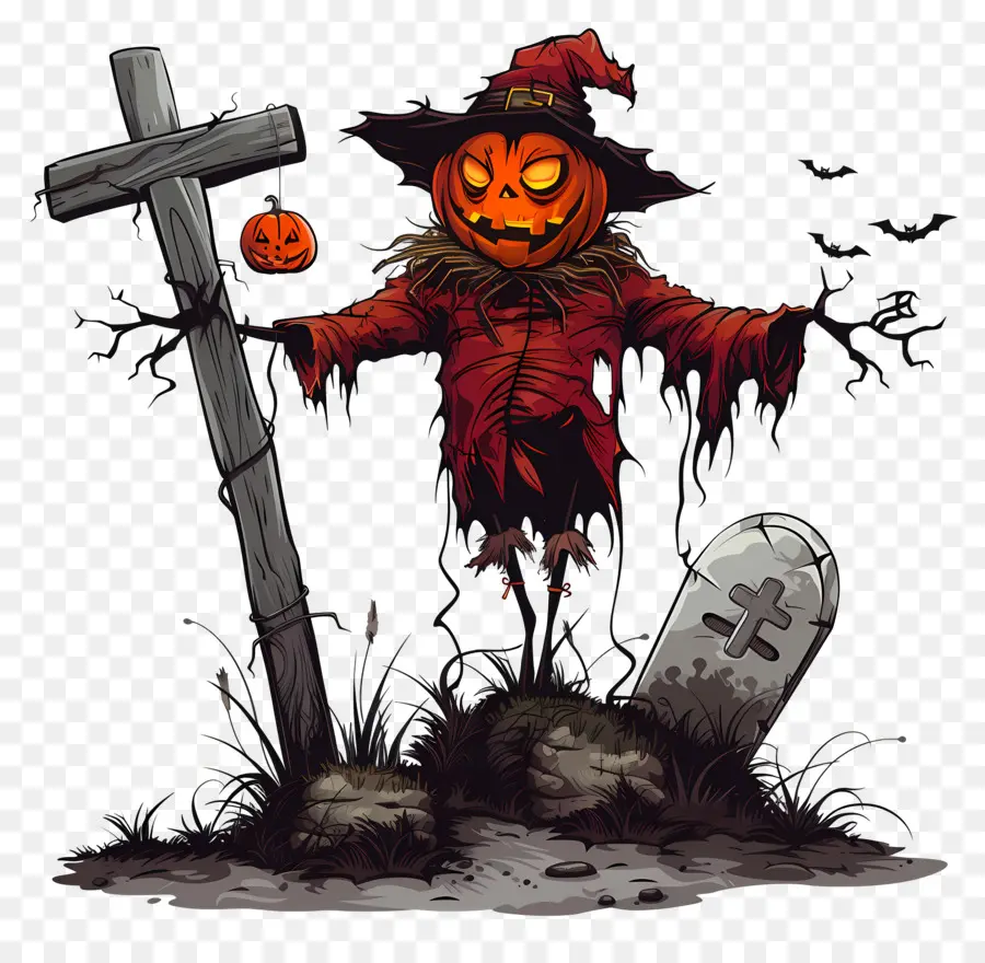 Espantalho De Halloween，Espantalho De Abóbora PNG