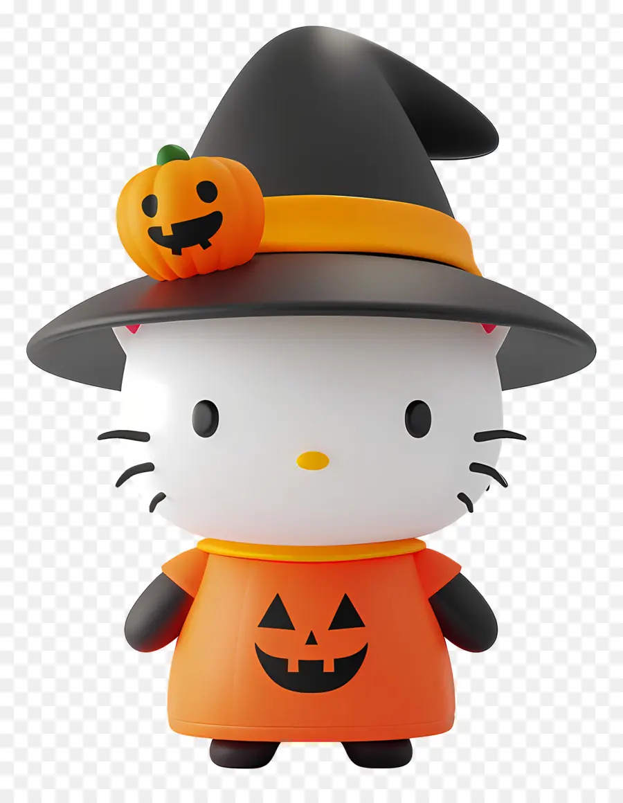 Olá Kitty Halloween，Bruxa Gato PNG