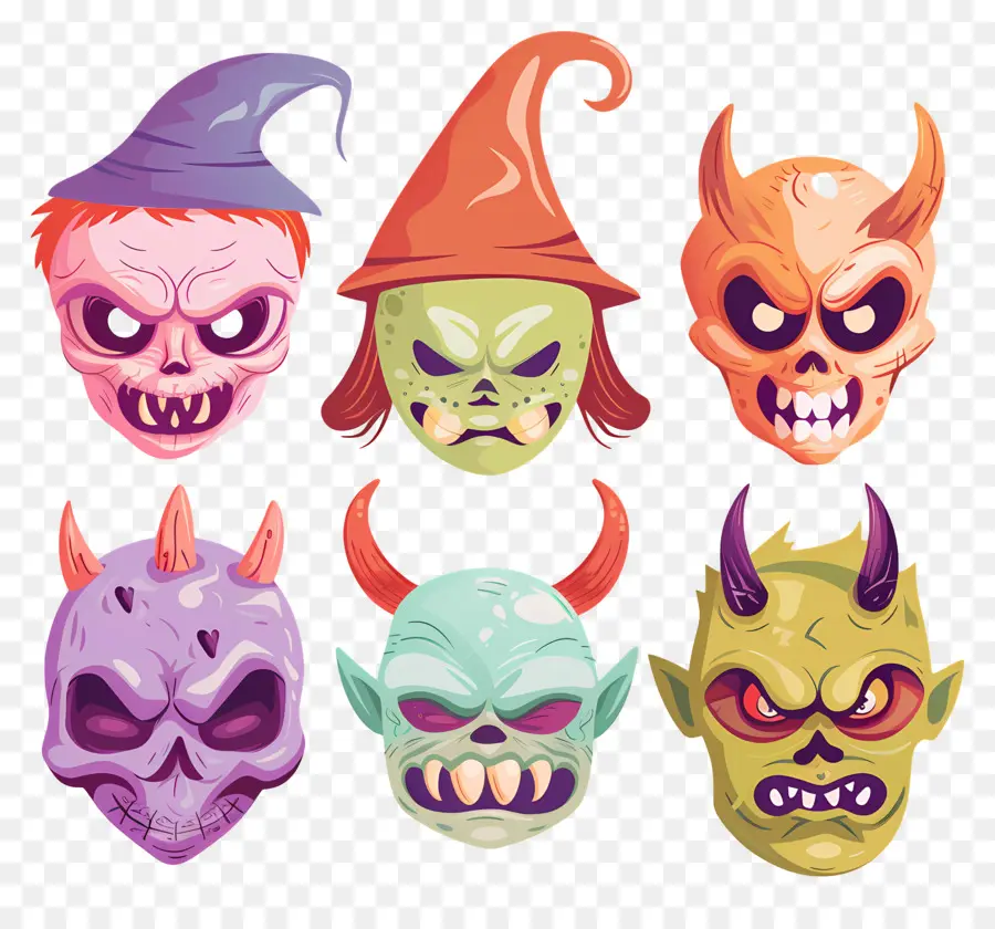 Personagens De Halloween，Máscaras De Monstro PNG