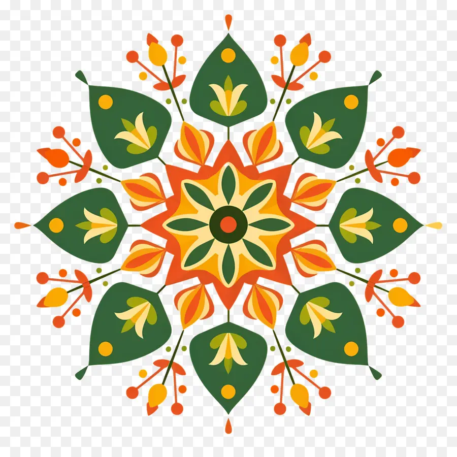 Pookalam，Mandala Floral PNG