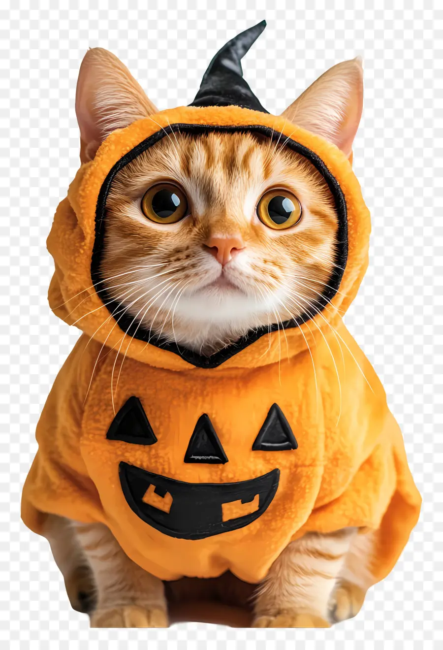 Gato Halloween，Gato Laranja Em Fantasia De Abóbora PNG