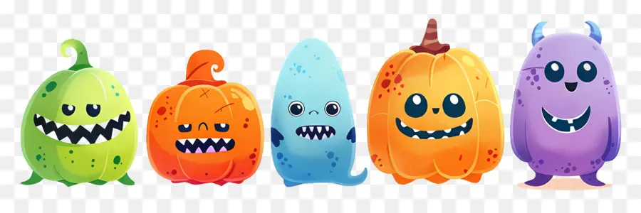 Fronteira De Halloween，Monstros Coloridos PNG