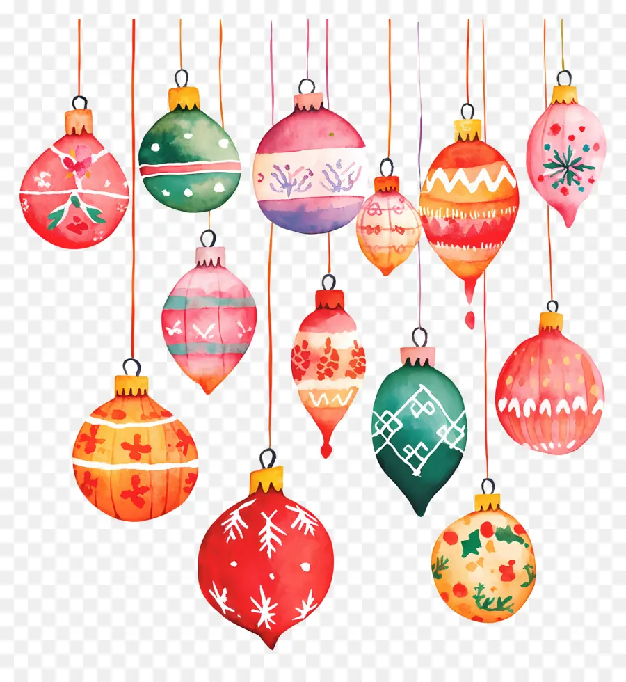 Pendurando Bolas De Natal，Enfeites Coloridos PNG