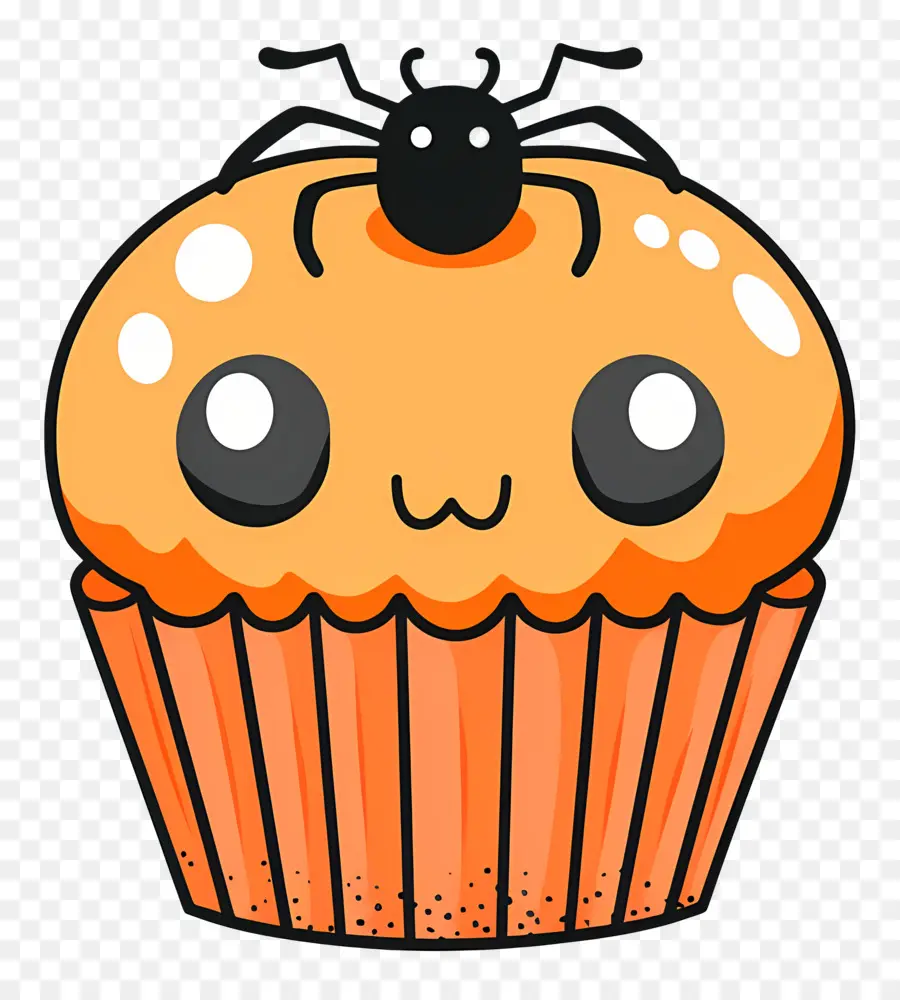 Bolinho De Halloween，Cupcake Com Aranha PNG