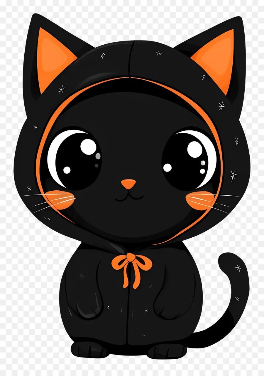 Gato Halloween，Gato Preto Com Capuz PNG