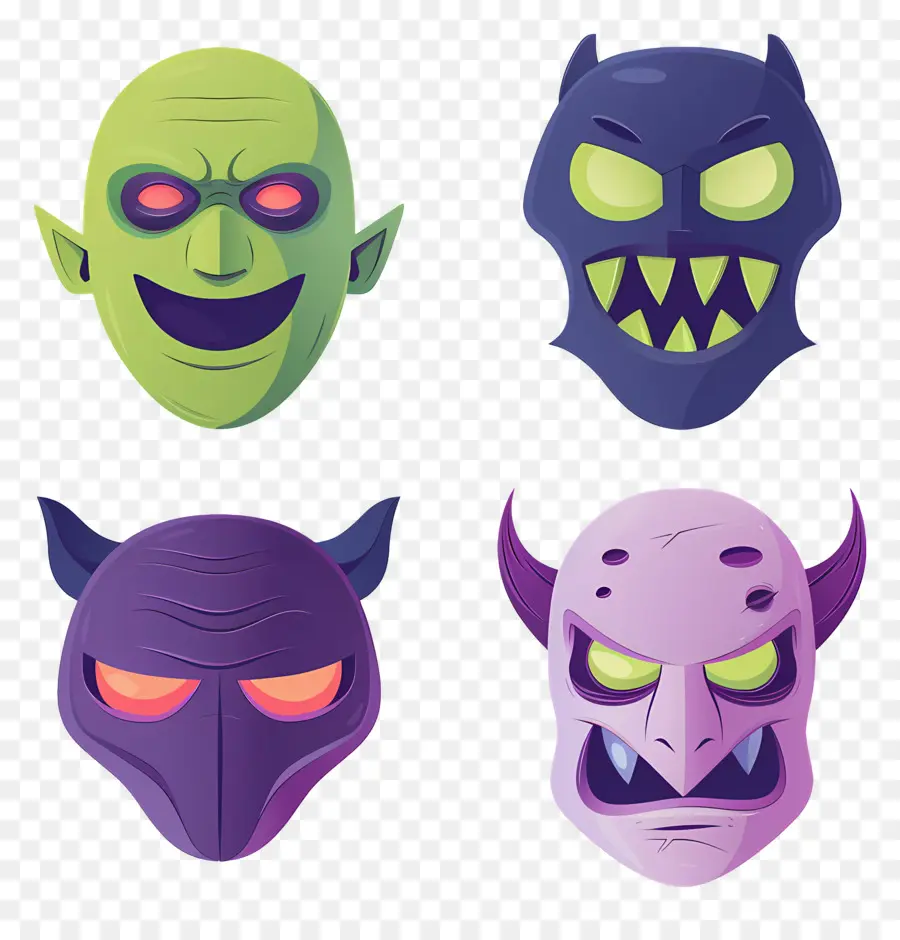 Personagens De Halloween，Caras De Monstro PNG