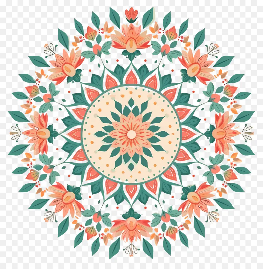 Pookalam，Mandala Colorida PNG