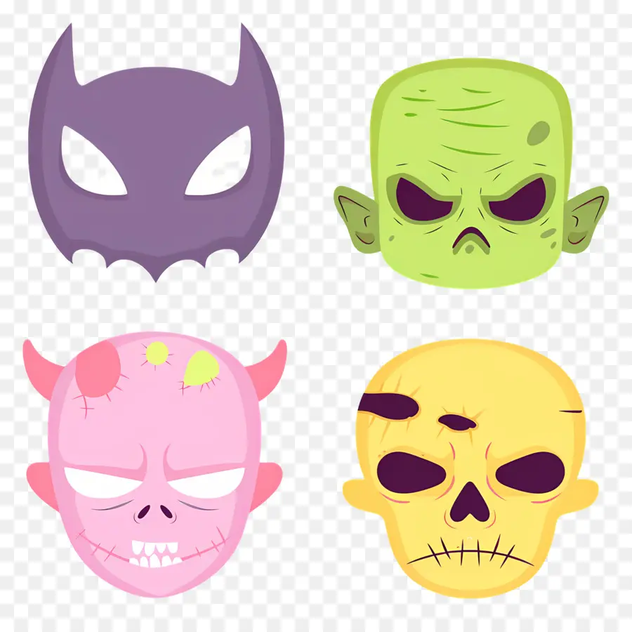 Personagens De Halloween，Máscaras De Monstro PNG