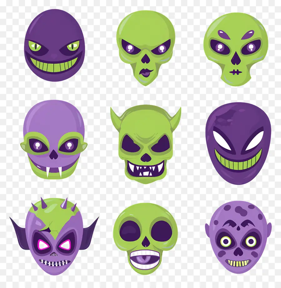 Personagens De Halloween，Caras De Monstro PNG