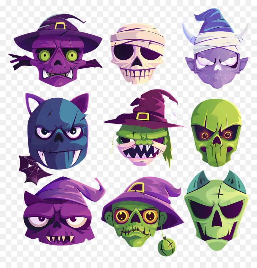 Personagens De Halloween，Caras De Zumbi PNG