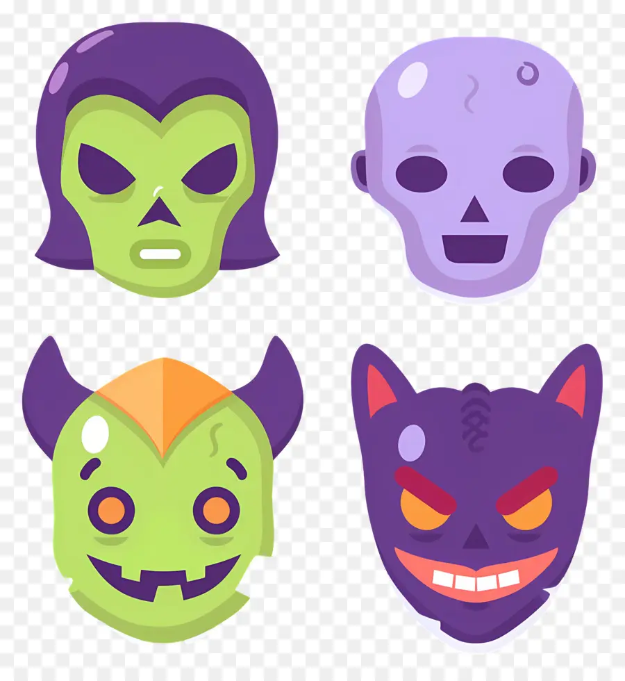 Personagens De Halloween，Máscaras De Monstro PNG