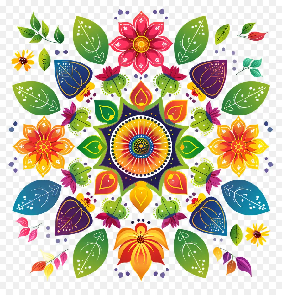 Pookalam，Mandala Colorida PNG