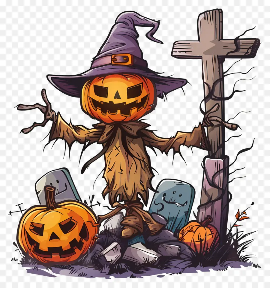 Espantalho De Halloween，Espantalho De Abóbora PNG