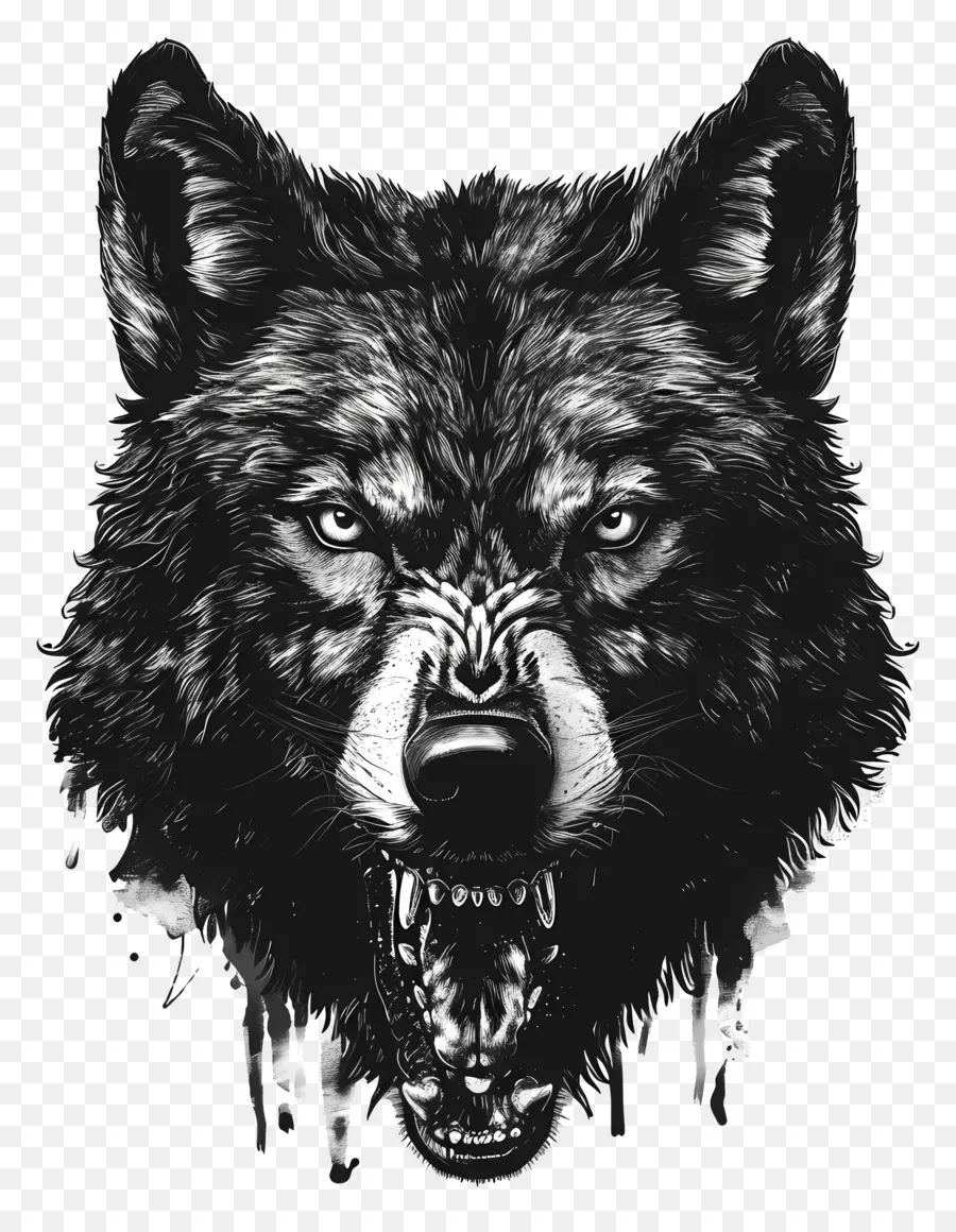 Cabeça De Lobo，Lobo Preto E Branco PNG