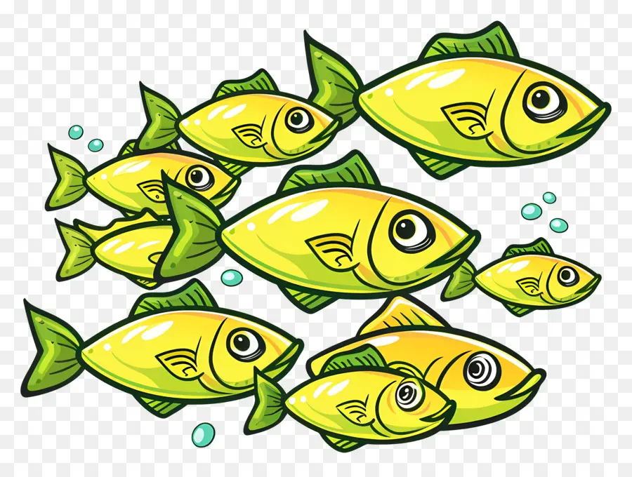 Grupo De Peixes，Peixe Amarelo PNG