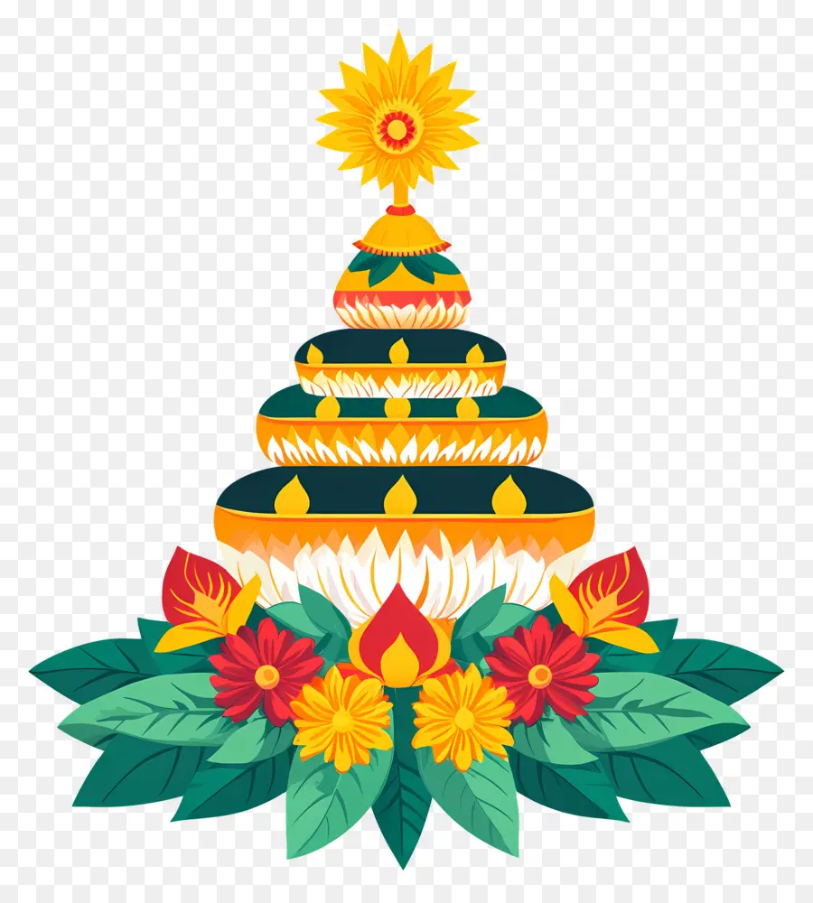 Batukamma，Design Floral De Raio De Sol PNG