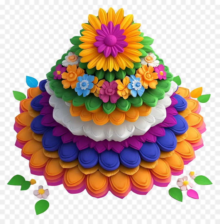 Batukamma，Rangoli De Flores Coloridas PNG