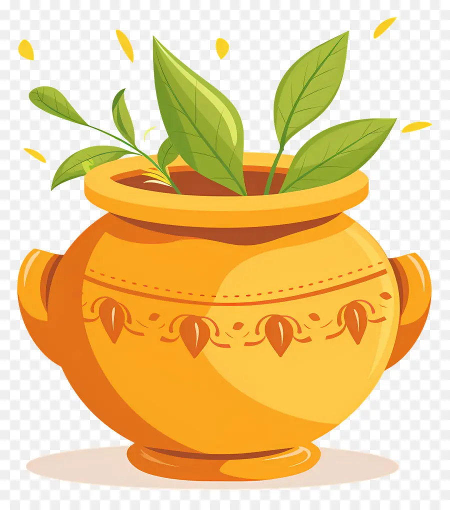 Pote Indiano，Vaso Amarelo Com Planta PNG